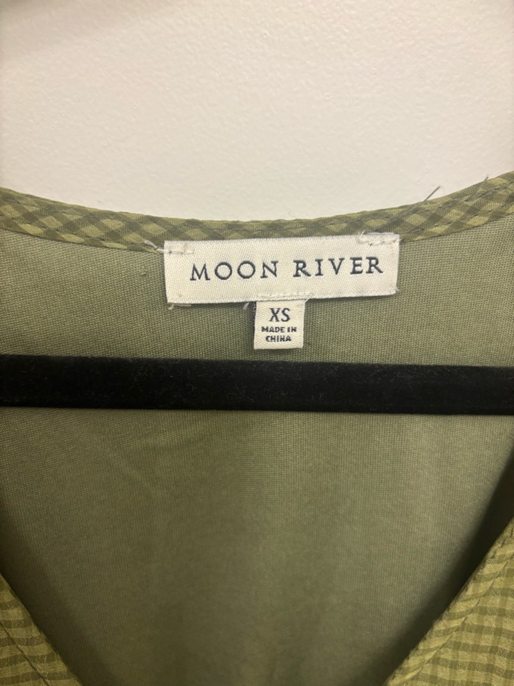 Moon River Olive Green Wrap-Style Midi Dress with Puff Sleeves modest summer - Picture 4 of 4